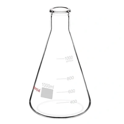 Immagine di StonyLab 1 Pack 1000ml Bocca Stretta Erlenmeyer Boccette di Vetro Glass Flasks con Bordo Resistente 1L (1 litro)