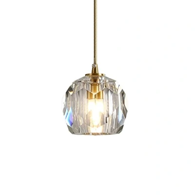 Immagine di GUOGUOSM Moderna Lampada a sospensione soffitto in cristallo dorato Illuminazione regolabile mini per cucina ad isola Sala da pranzo Camera letto