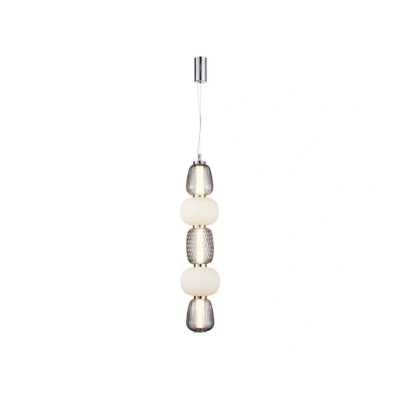 Immagine di LOOM DESIGN Lampada a sospensione LED Pearl 5 vetro grigio/cromo altezza