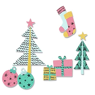 Immagine di Set di fustelle Sizzix Christmas Framelits e timbri Groovy