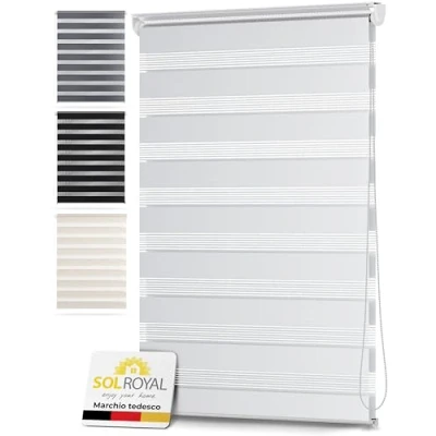 Immagine di Sol Royal Tende a Doppio Rullo finestre SolDecor DL2 Diversi Colori e Misure Ganci Telaio Inclusi Senza perforare pareti (90x220 cm, Bianco)