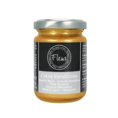 Immagine di FLEUR DESIGNER&#039;S PAINT Colore Metallizzato, 130 ml, F92 Lingotto, Base Acqua, ad Alto Contenuto di Pigmenti Metallici Finissimi.