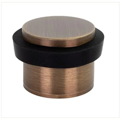 Immagine di EVI Herrajes Fermaporta Adesivo 24 x 20 mm Base filettata Gomma Nera Ottone Finitura Pelle Invecchiata Compresi utensile, vite + tassello di fissaggio Mod. I 191/24x19 B DUAL CU