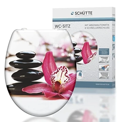 Immagine di SCHÜTTE 82376 Wellyness Sedile WC in duroplast, con abbassamento automatico e chiusura rapida, motivo