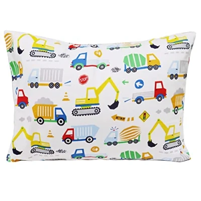 Immagine di cuscino per bambini e federa, 33 x 45 cm, morbido cotone biologico, dormire, lavabile, a partire dai 2 anni, la testa dei auto