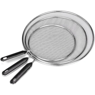 Immagine di HATANSE 3 Pezzi Paraschizzi Padella Paraspruzzi in Acciaio Inox con Manico Coperchio Antischizzo Cucina Diametro 19 cm 25 29 per Molte Padelle