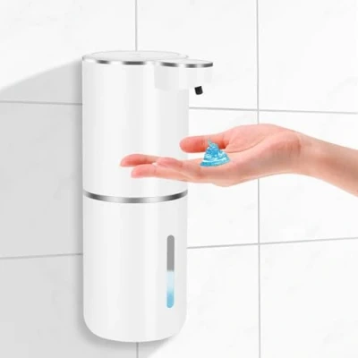 Immagine di Dispenser Sapone Automatico Montaggio a Parete, USB Ricaricabile Automatico, 380 ml Bagno con Sensore di Movimento Infrarossi