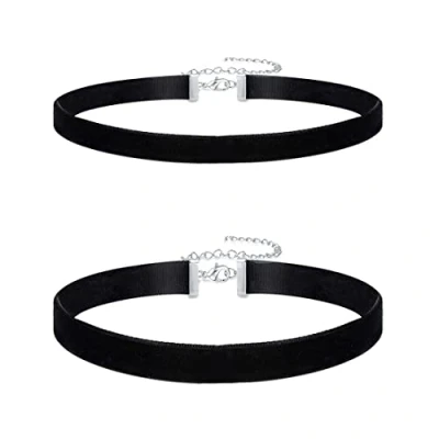 Immagine di Liuxn Girocolli Collane Choker in Velluto Girocollo di Nastro Nero per Donne Ragazze, 2 Pezzi