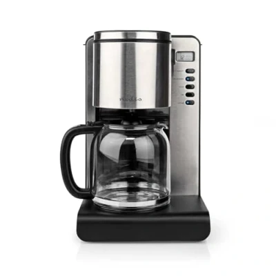 Immagine di Nedis Macchina da caffè capacità massima: 1,5 l Numero di tazze contemporaneamente: 12 Tenere al caldo Accendere il timer Display LCD Funzione orologio Alluminio/Nero