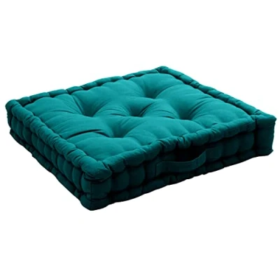 Immagine di ED Enjoy Home, cuscino da pavimento con manico, 50 x 10, smeraldo, cotone certificato Oeko Tex, lavabile a mano, riciclato, imbottito per garantire una buona tenuta, collezione Panama