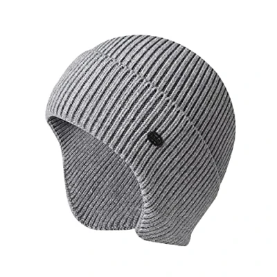 Immagine di Cappelli invernali da uomo in maglia elastica sci con paraorecchie antivento, Grigio, Taglia unica