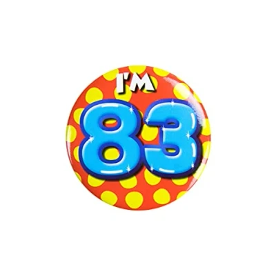 Immagine di PD Party 6014783 Compleanno Distintivo/Spillo Badge Celebrazione Festa I&#039;m 83, Multicolore, 5.5cm Lunghezza x Larghezza 0.5cm Altezza