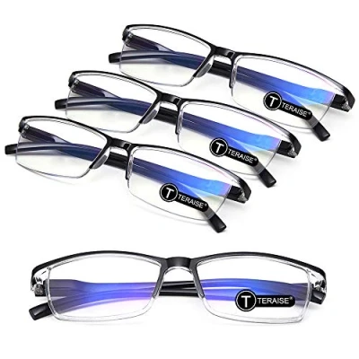 Immagine di TERAISE 4PCS occhiali lettura uomo,luce blu da lettura,Leggero comodi uomo donna,robusti per computer inclusa custodia occhiali(3.5X)