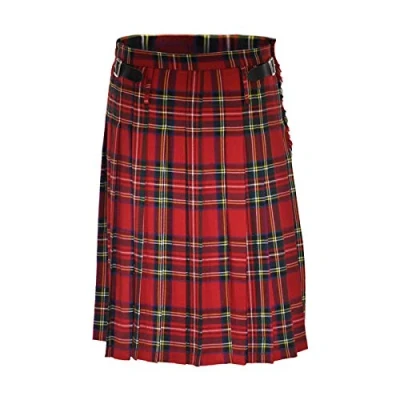 Immagine di Bellissimo Kilt Scozzese Gonna A Vita Alta Pieghe Rossa Moda Lunga Allentata Punk Gotico con Fibbia in