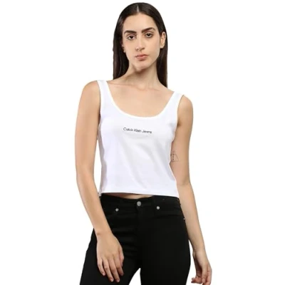 Immagine di Calvin Klein Jeans Canotta Donna Institutional Strappy Top in Cotone, Bianco (Bright White), L