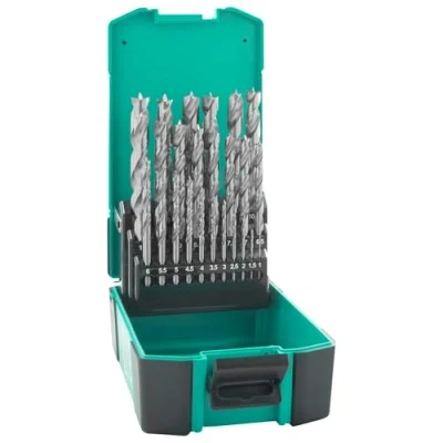 Immagine di ENT 09225 Set di Punte per Legno HSS da 25 Pezzi 1 13 mm con Incrementi 0,5 Trapano Professionali Elicoidali