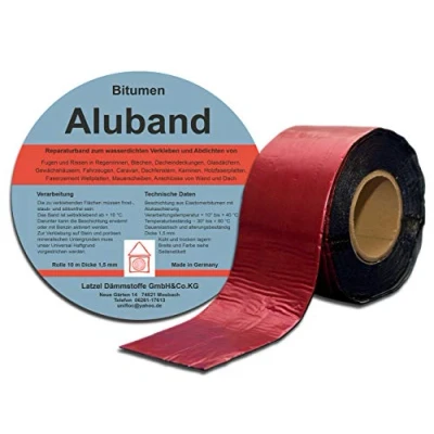 Immagine di Nastro in alluminio bituminoso autoadesivo, resistente ai raggi UV, colore rosso, rotolo 100 mm 10 metri
