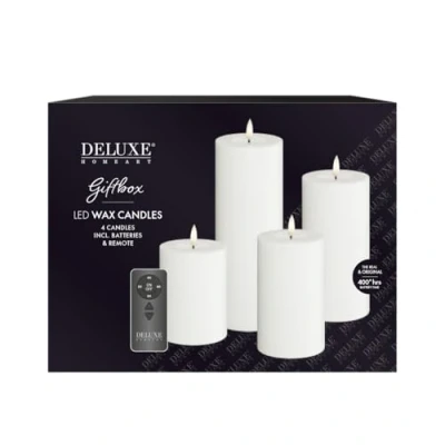 Immagine di Deluxe Homeart Confezione regalo LED senza fiamma per interni, con telecomando e batterie, tecnologia Real Flame™️ Candele alimentate a batteria (bianco)