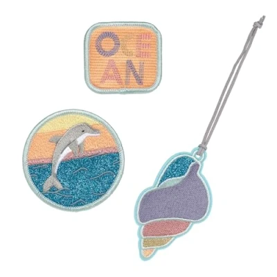 Immagine di Lässig Set di ciondoli e toppe (3 pezzi) con chiusura a scatto/School Patches Dolphin Ocean Edition