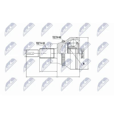 Immagine di NTY NPZ TY 091 Kit Giunto Omocinetico Assale anteriore, lato ruota con anello sensore ABS