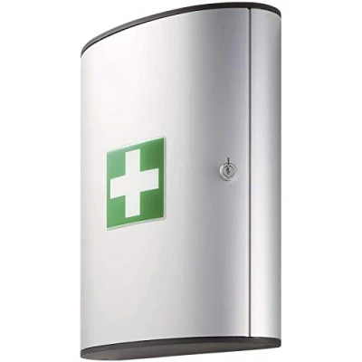 Immagine di Durable 197423 First Aid Set L, cassetta pronto soccorso con serratura, contenuto, 302x400x118 mm (LxHxP), argento metallizzato