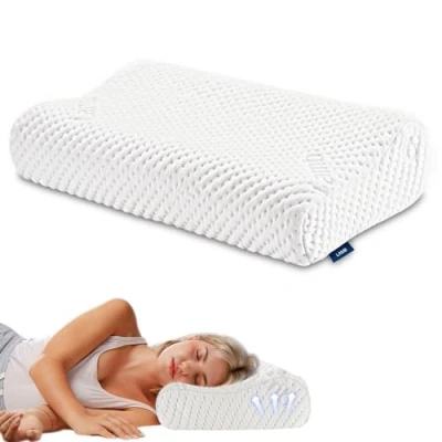 Immagine di Cuscino Cervicale per Dormire, Memory Foam Ortopedico, Altezza Regolabile, Antirussamento, Traspirante, Antiacaro, Federa Cachemire Lavabile, Cuscini Letto Matrimoniale