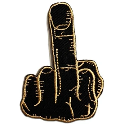 Immagine di Fuck dito Toppe termoadesive Patch Toppa ricamate, misura: 8,3 x 6,4 cm