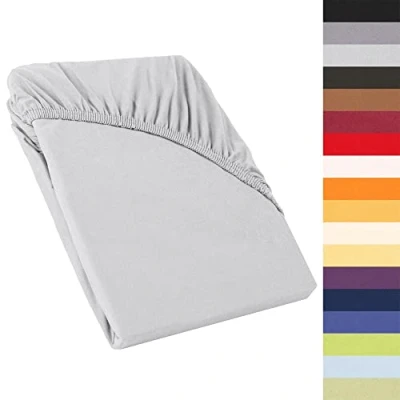 Immagine di CelinaTex Perla Spannbettlaken Lenzuola ad Angoli Elastici, Cotone, Argento Grigio, Topper 120x200 130x200 cm