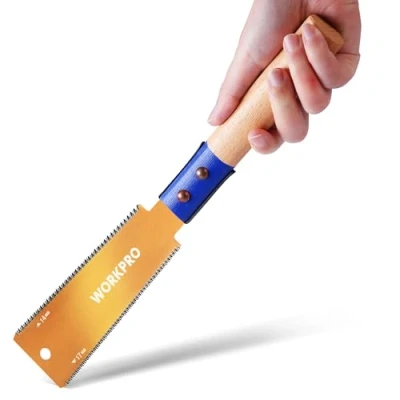 Immagine di WORKPRO Sega Giapponese, Giapponese a Testa Larga da 150 mm, Lama SK5 0,6 mm con Doppio Taglio 17TPI/14TPI, Manico in Legno Ergonomico, Ideale per Lavorazione del e Fai Te