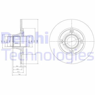 Immagine di DELPHI BG9033RS Disco freno 238 8 4 pieno Oleato non trattato con cuscinetto ruota, anello sensore ABS RENAULT: CLIO 1
