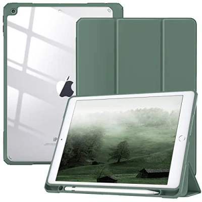 Immagine di TiMOVO Custodia Compatibile con Nuovo iPad 9a Gen 2021/iPad 8a 10.2&quot; 2020, Portapenne, Case Protezione Supporto, Proteggi Tablet Auto Sveglia/Sonno 7a 2019 10.2&quot;, Verde Notte