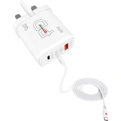 Immagine di Skross Power Charger 65W PD GaN Combo+ UK Caricatore USB Ambiente interno Corrente di uscita max. 3.25 A Presa 2.0, C® Num. uscite: 3 x