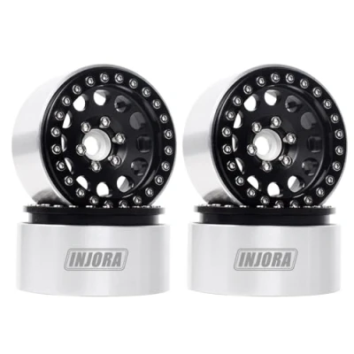 Immagine di INJORA 4PCS RC 1,9 Cerchioni Metallo Beadlock Wheel Rim per 1:10 Rock Crawler Axial SCX10 PRO II III TRX4 D90 VS4 10 Redcat Gen 8 7 Enduro (Nero)