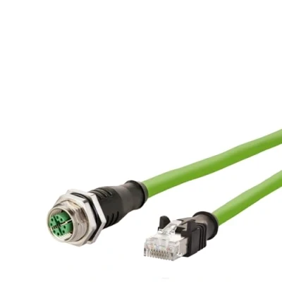 Immagine di Metz Connect 142M2X25050 M12 cavo di rete, patch CAT 6A S/FTP 5.00 m Verde guaina in PUR, resistente agli acidi, allozono, ai raggi