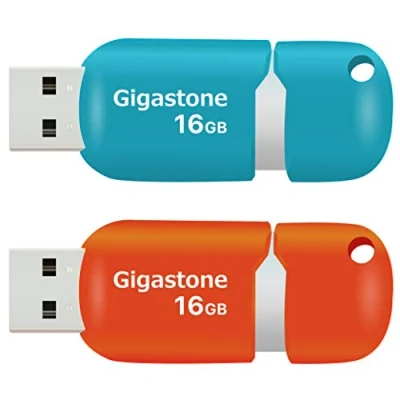 Immagine di Gigastone 16 GB Chiavetta USB 2.0, Confezione da 2, V10 Serie, Unità Flash Retrattili per PC Laptop MacBook Computer, Compatibile con Windows Mac Linux, Colore Misto Rosso Turchese