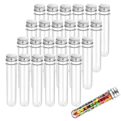 Immagine di Faneli Provette in plastica con tappi, 40 ml, tappo a vite, per laboratori e decorazioni decorative (trasparenti)