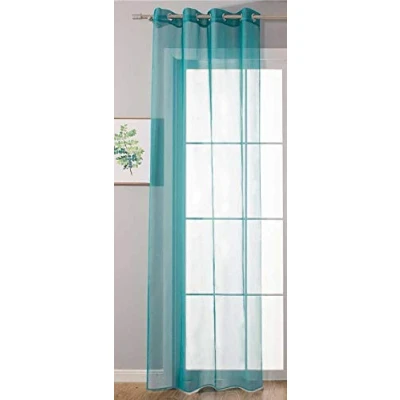 Immagine di Gardinenbox Tenda trasparente con occhielli Uni, 245 x 140 cm (altezza larghezza), colore turchese, per soggiorno, 20332 cn