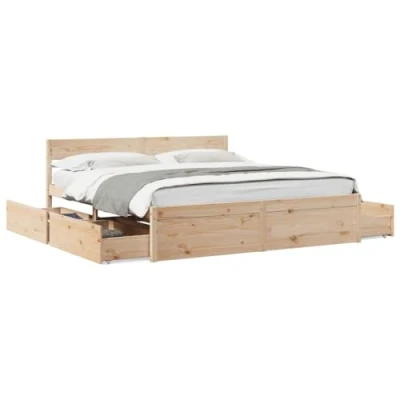 Immagine di vidaXL giroletto con Cassetti 180x200 cm in Legno Massello di Pino, cassetti, arredo Camera da Letto, Letto Contenitore
