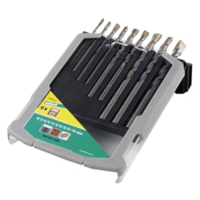Immagine di wolfcraft Set di punte Per calcestruzzo con placchette in metallo duro, Ø 3 10 mm, da 9 pz. I 7109000 fori calcestruzzo, pietra artificiale e naturale