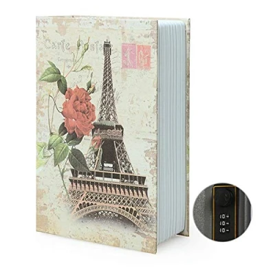 Immagine di Scatola portaoggetti e libro di sviamento, cassaforte segreta nel dizionario con serratura/chiave a combinazione sicurezza, nascosta sviamento (combinazione, Parigi)