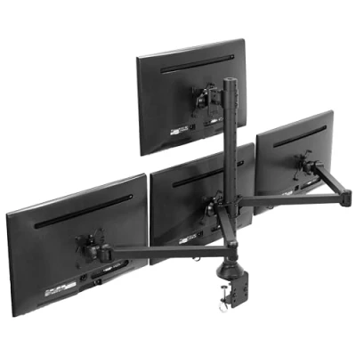 Immagine di Acciaio vivo Quad LED/LCD monitor Heavy Duty Desk Mount 3 + 1 completamente regolabile supporto holds Four (4) schermi fino a 81,3 cm (stand v104 a)