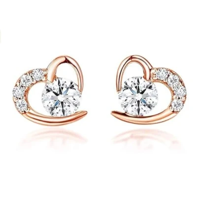Immagine di Kaguyo Orecchini in argento per donna, sterling 925 placcato oro rosa Ametista zirconi chiari a cuore d&#039;amore regalo di compleanno ragazze da donna (rose gold)
