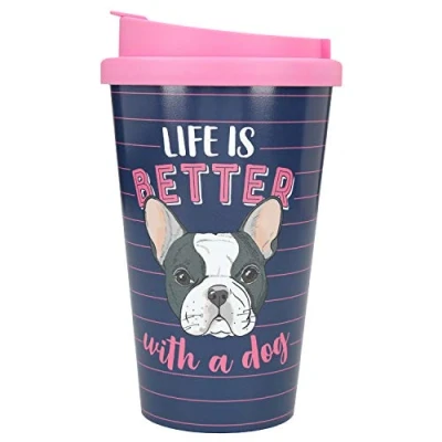 Immagine di Depesche 2180.032 Tazza in plastica con scritta Life is Better with a Dog, 350 ml, multicolore