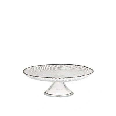 Immagine di Excelsa Platinum Alzata Torta, Trasparente/Bordo Argento, 28x28x26 cm