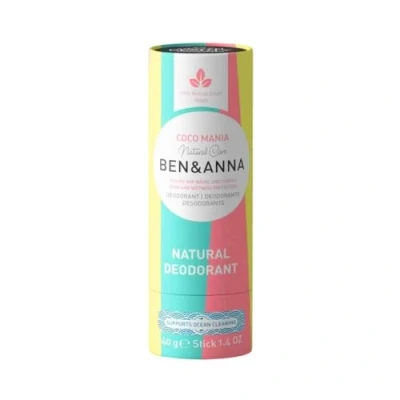 Immagine di BEN &amp; ANNA COCO MANIA Deodorante stick naturale per uomo e donna Vegano Cosmetici naturali Sostenibile in Papertube Contro la forte sudorazione Senza alluminio (40 g (confezione da 1),