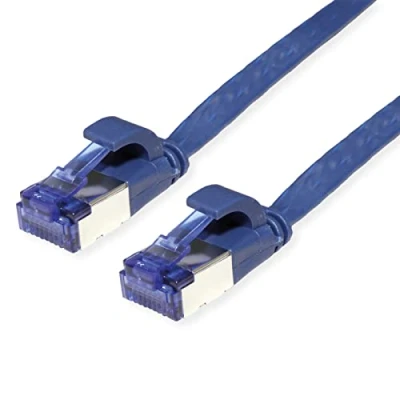 Immagine di Value 21.99.2154 RJ45 cavo di rete, patch CAT 6A F/UTP 1.50 m Blu Schermato, piatto, contatti connettore dorati 1 pz.