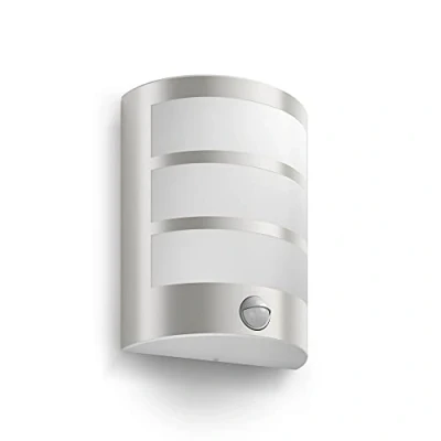 Immagine di Philips 173244716 myGarden Python LED Lampada da parete per esterni con sensore di movimento, acciaio inox, 1 x 6 W 230 V, in acciaio, Watt