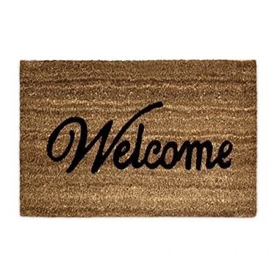 Immagine di Relaxdays Zerbino in Fibra di Cocco, Tappetino Ingresso con Scritta Welcome, Interni e Esterni 60 x 40 cm, Naturale Nero, Legno_Composito, Marrone, 50 65 cm