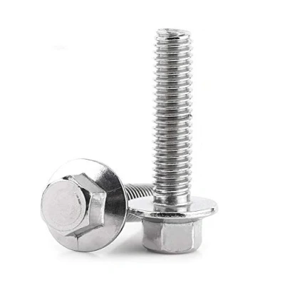 Immagine di Viti di fissaggio M6 a testa esagonale con bullone e flangia, in acciaio inox 304, 10 pezzi