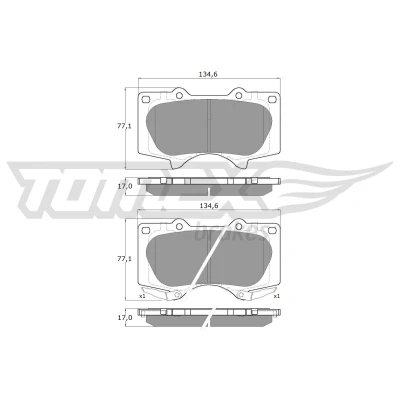Immagine di TOMEX brakes TX 14 96 Kit pastiglie freno Assale anteriore con segnalatore acustico usura TOYOTA: Land Cruiser Prado 120, HILUX 3 Pick up